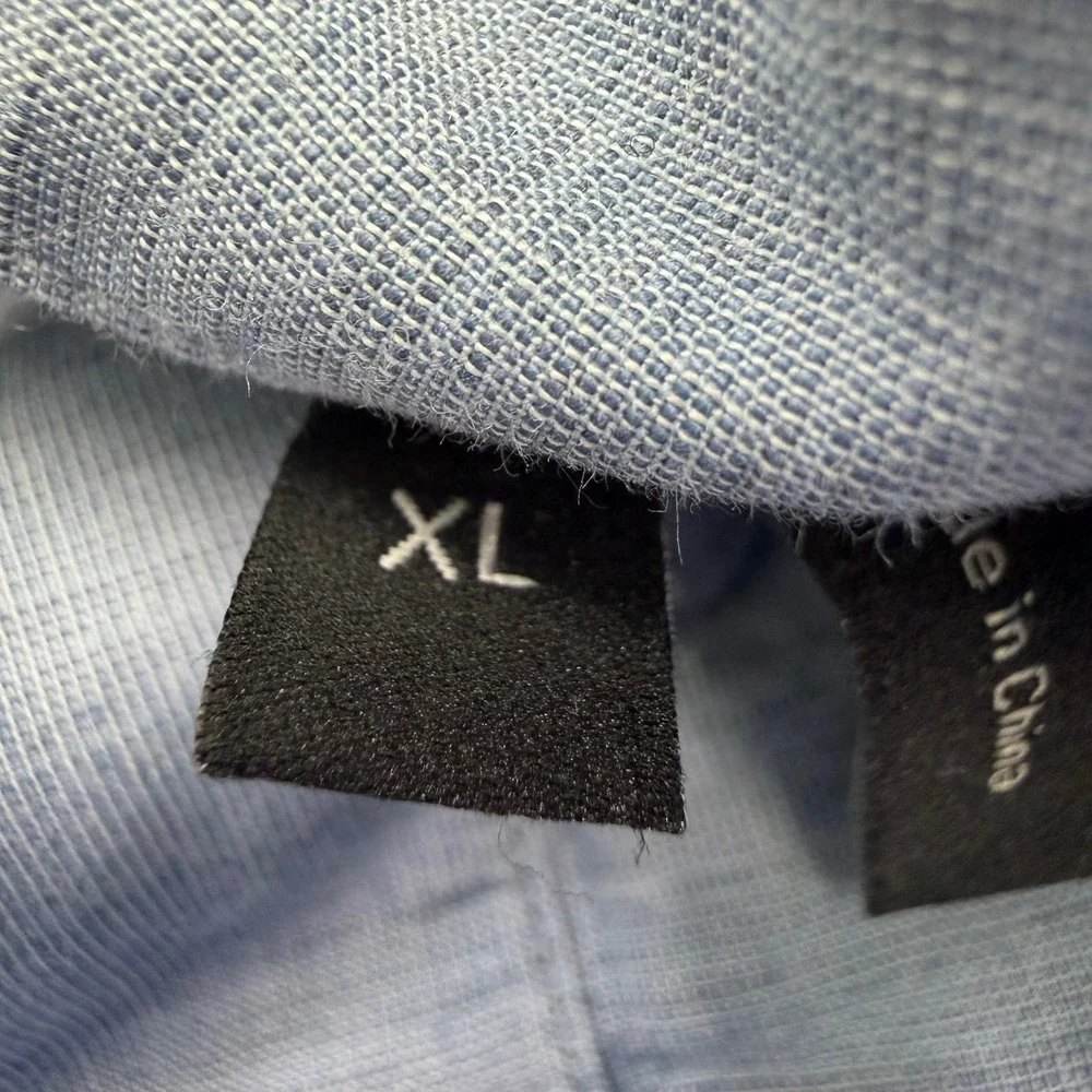 Theory Shirt Men's XL Light Blue Edward Essential Linen Cotton Blend Button Down